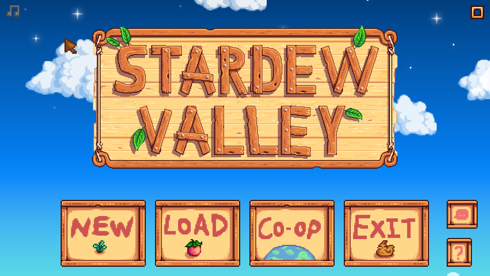 Stardew Valley Starting Screen